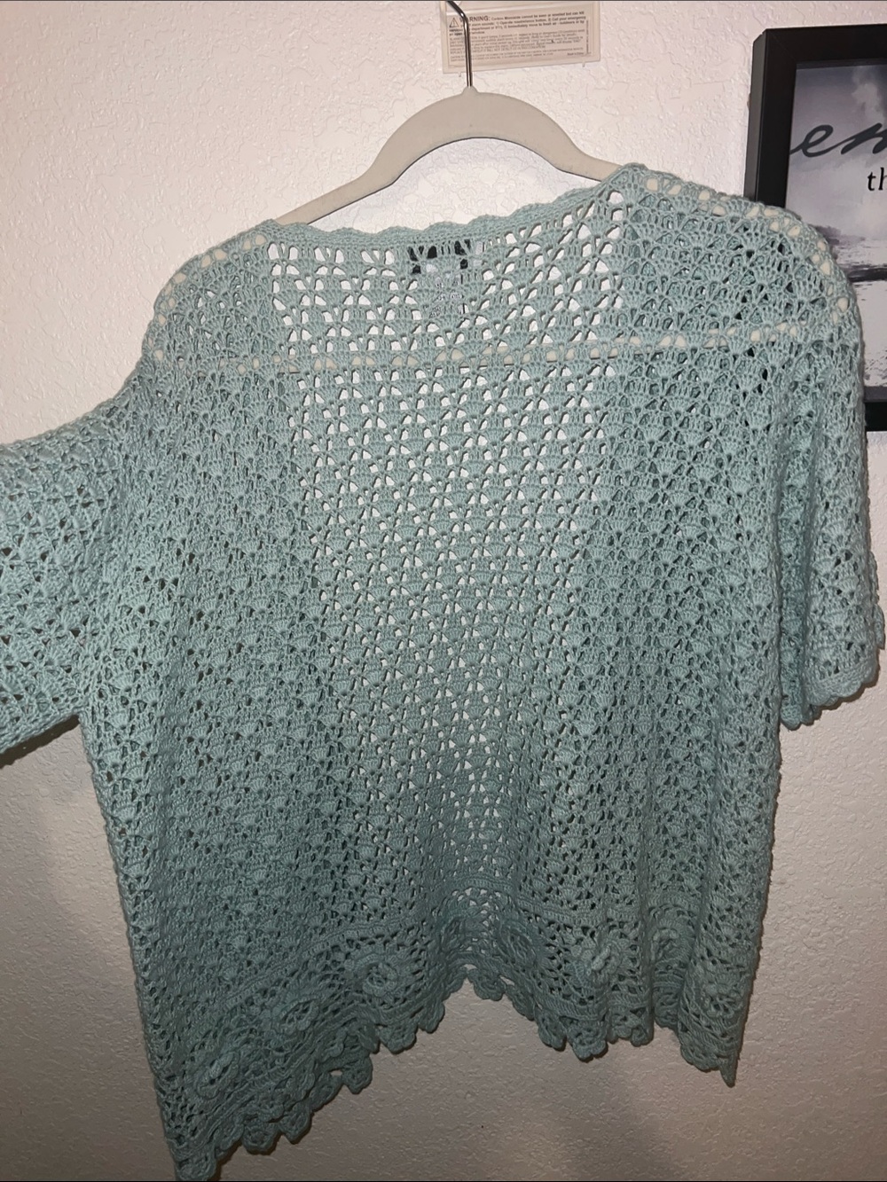 Style & Co. Light Seafoam Crochet Open-Front Cardigan - Picture 6 of 6